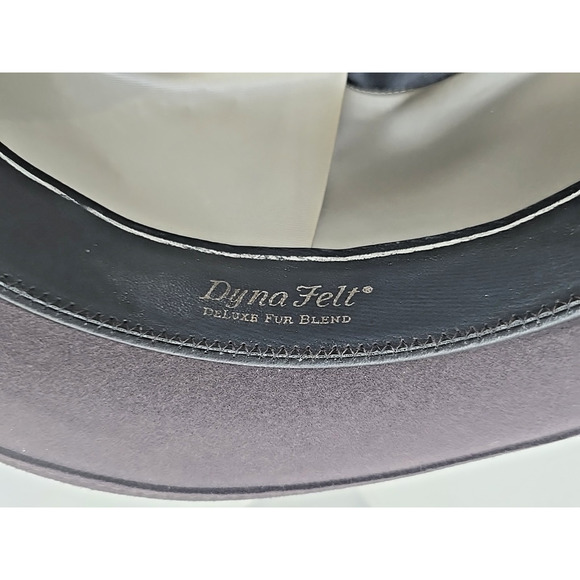 Vintage Godfather Dyna Felt Fedora Gray Hat W/ Feathers 7 1/8" Bee Hats U151 - Picture 8 of 11